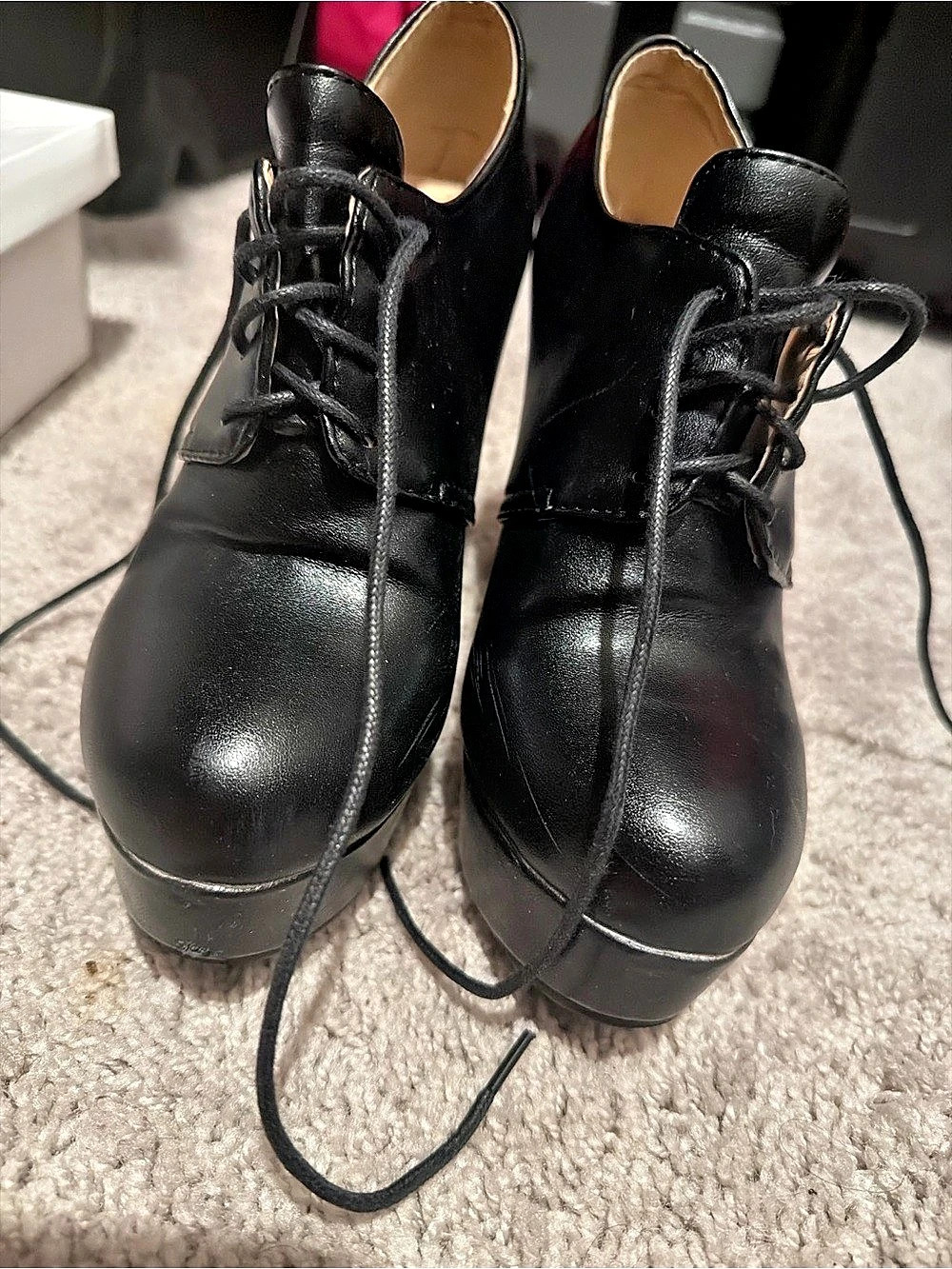 Black Platform Lace-Up Heels
